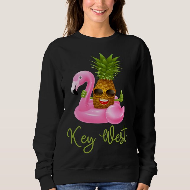 Sweatshirt Key West Florida Beach Tropical  Flamingo Pineappl (Devant)