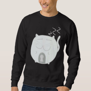 Sweatshirt Keyhole Kitty Cute Doux Commodé Chat Clair Blanc G