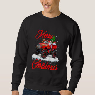 Sweatshirt Kids Monster Truck Lights Xmas Tree Santa Monster 