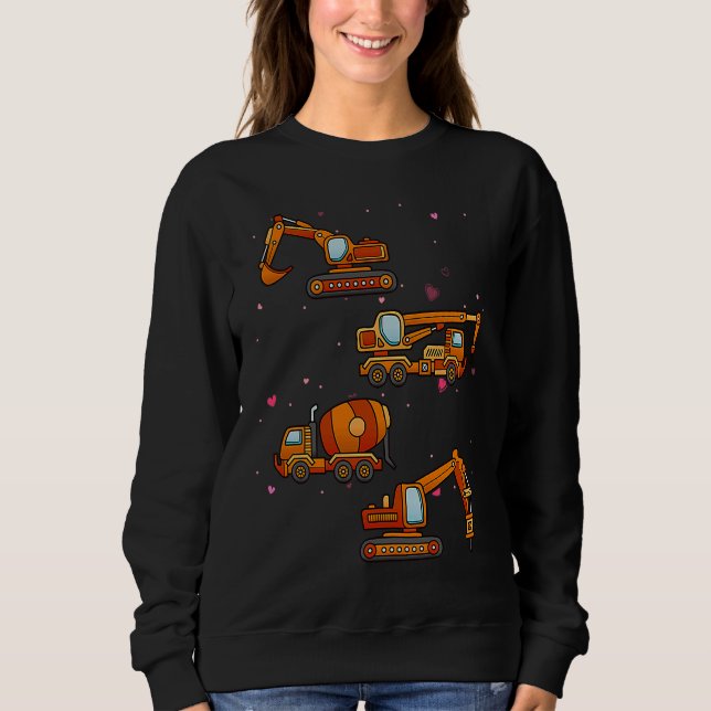 Sweatshirt Kids Valentines Day Construction Trucks Funny Boys (Devant)