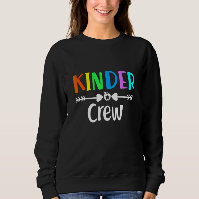 Sweatshirt Kinder Crew Kindergarten Enseignant Coeur 1er Jour (Devant)