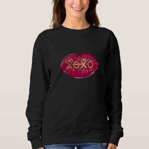 Sweatshirt Kiss Red Lips Gold Parties scintillant XOXO