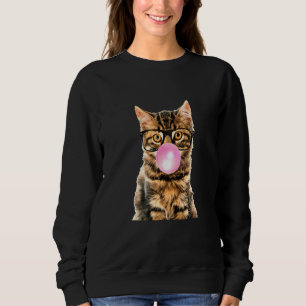 Sweatshirt Kitten Blow Buble Gomme Cute Kitty avec lunettes