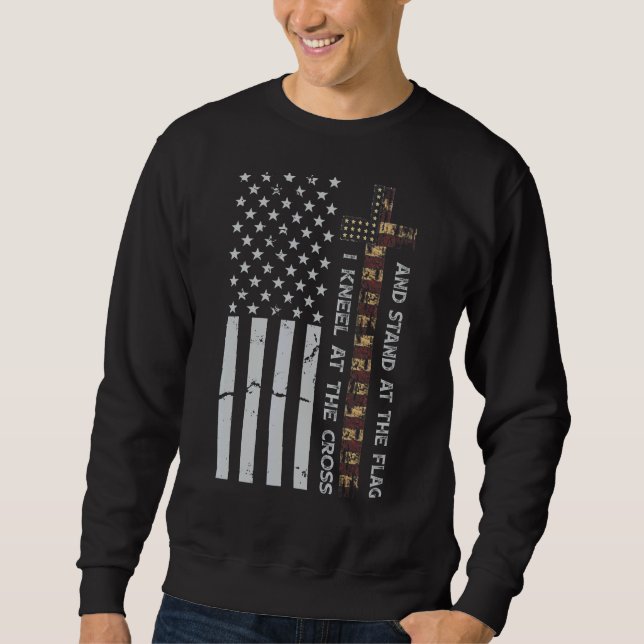 Sweatshirt Kneel À La Croix & Stand Au Drapeau Patriot Usa (Devant)
