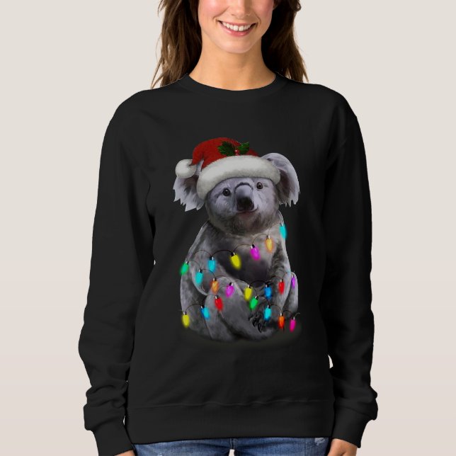Sweatshirt Koala Assis Avec Les Lumières De Noël Saison De No (Devant)