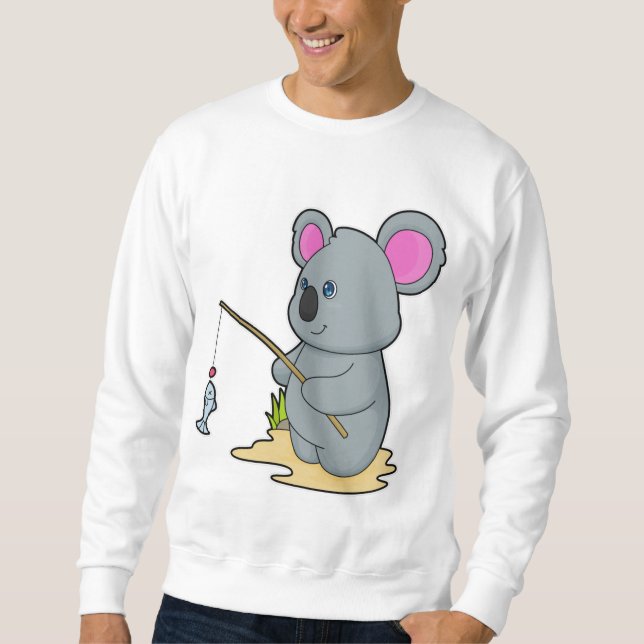 Sweatshirt Koala en Fisher avec la canne à pêche et le poisso (Devant)