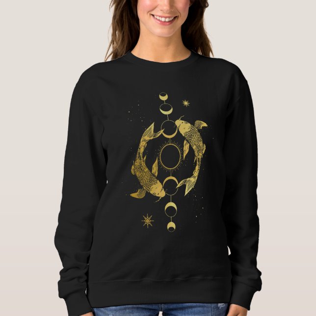 Sweatshirt Koi Outfit Yang Yang Carp Sun Moon Phase Japan Sty (Devant)