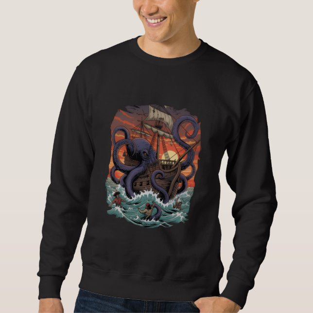 Sweatshirt Kraken Octopus Illustration Crewneck  (Devant)