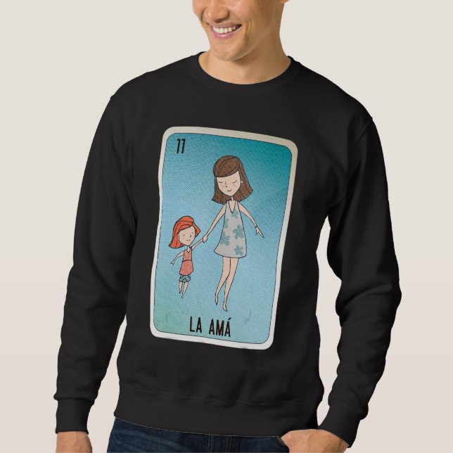 Sweatshirt La Amá Mexican Slang Lottery Bingo Cards (Devant)