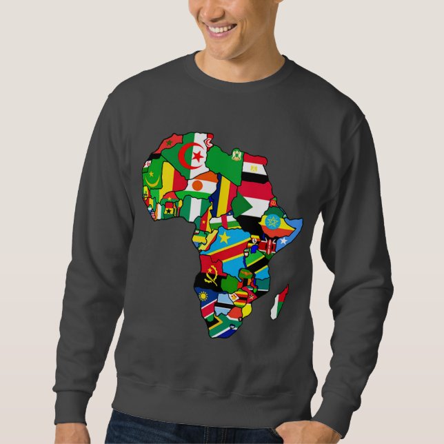 Sweatshirt La carte africaine des drapeaux de l'Afrique dans (Devant)