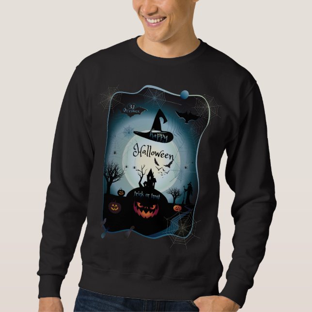 Sweatshirt La décoration d'Halloween ou le monstre des tiques (Devant)