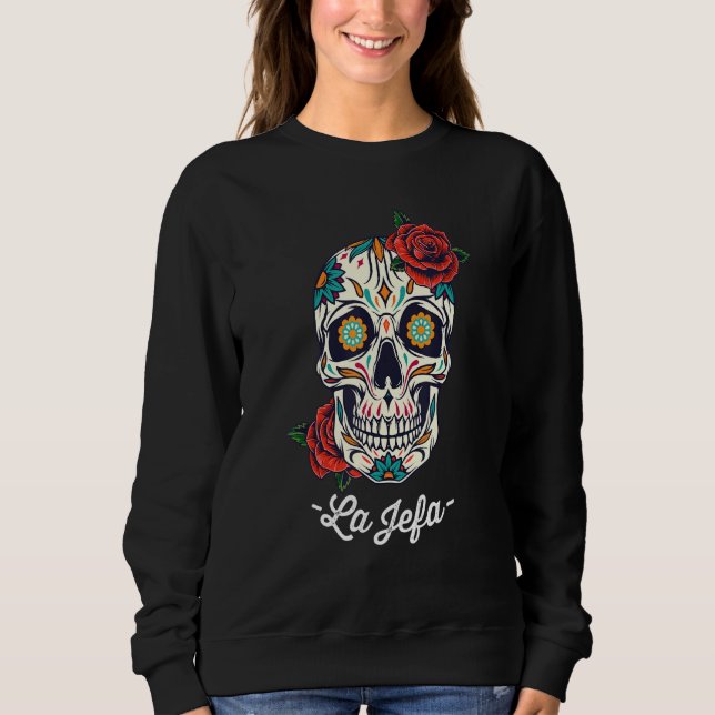 Sweatshirt La Jefa Floral Sugar Crâne Dia De Los Muertos Femm (Devant)