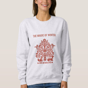 Sweatshirt La Magie de l'Hiver Art Populaire Scandinave Forêt