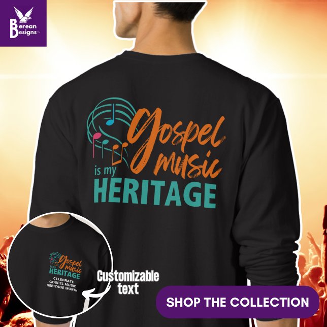 SWEATSHIRT LA MUSIQUE ÉLÉGANTE DE GOSPEL EST MON PATRIMOINE (GOSPEL MUSIC IS MY HERITAGE stylish Christian sweatshirt to celebrate Heritage Month in September)