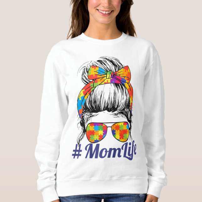 Sweatshirt La Sensibilisation sur l'autisme autiste Maman Vie (Devant)