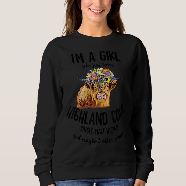 Sweatshirt La vache écossaise Highland Juste Une Fille Qui Ai (Devant)
