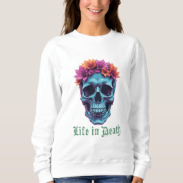 Sweatshirt La vie en mort, en fleurs en bleu