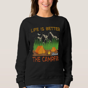 Sweatshirt La Vie Est Mieux Autour Du Camping Famille Feu De