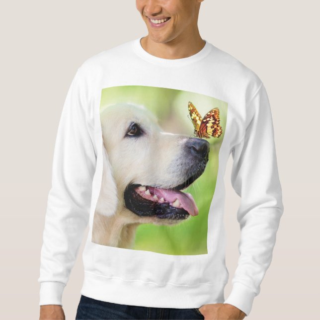 Sweatshirt Labrador And Butterfly Throw Pillow (Devant)