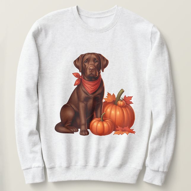 Sweatshirt Labrador au chocolat avec Bandana rouge par Citrou (Design devant)