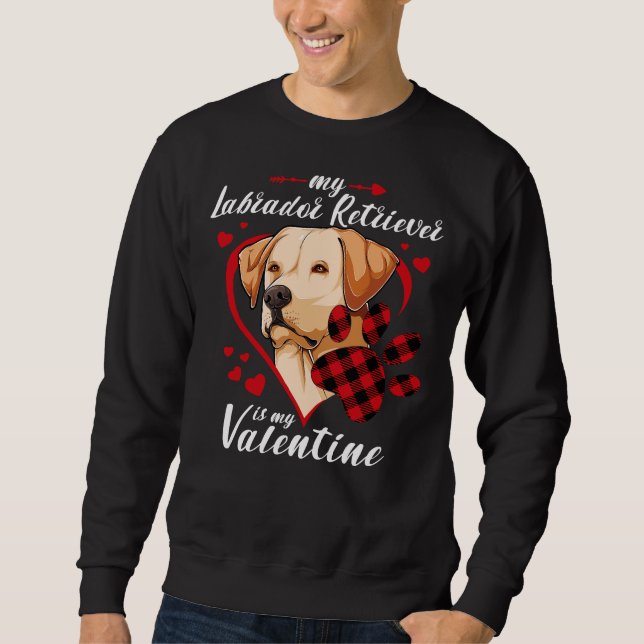 Sweatshirt Labrador Retriever Est Mon Chien Valentin Red Plai (Devant)