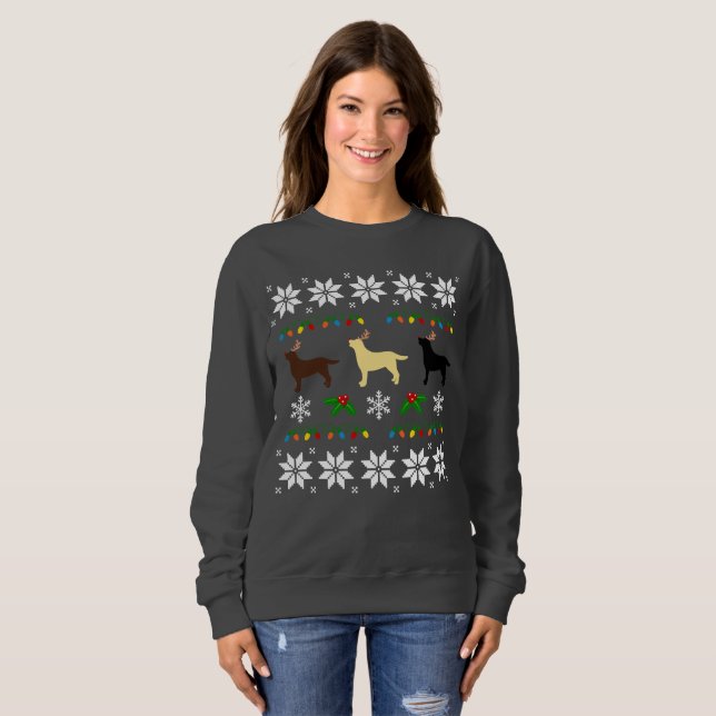 Sweatshirt Labrador Retriever Trio Laid Christmas Tee (Devant entier)