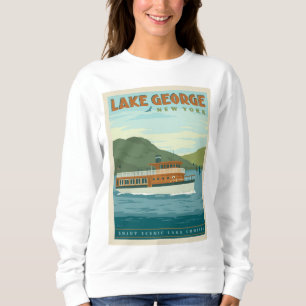 Sweatshirt Lac George, New York   Bateau vintage