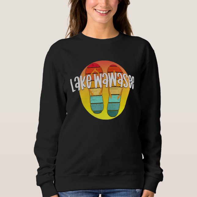 Sweatshirt Lac Wawasee Indiana Retro Flipflop Sunset Graphiqu (Devant)