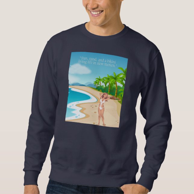 Sweatshirt ladie sur la plage (Devant)