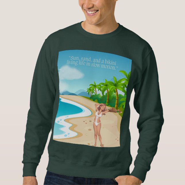 Sweatshirt ladie sur la plage (Devant)