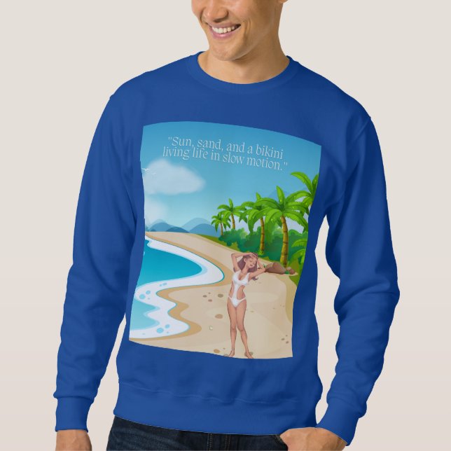 Sweatshirt ladie sur la plage (Devant)