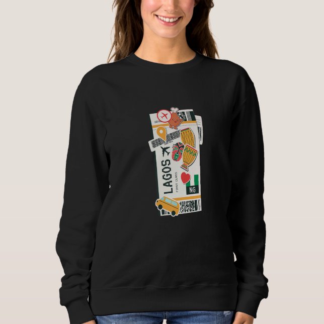 Sweatshirt Lagos Nigeria Boarding Airplane Plane Ticket (Devant)