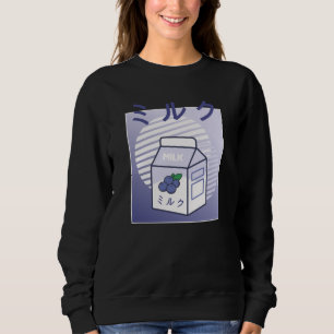 Sweatshirt Lait de bleuet japonais rétro de vache Kawaii