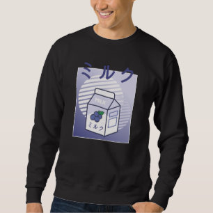Sweatshirt Lait de bleuet japonais rétro de vache Kawaii