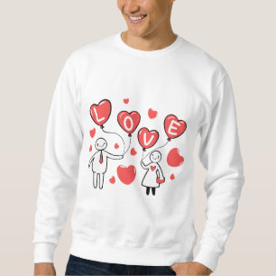 Sweatshirt "L'amour dans l'air" avec des ballons cardiaques