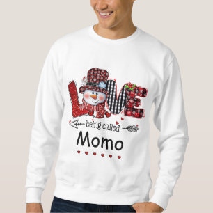 Sweatshirt L'amour étant appelé Momo Snowman Noël Rouge Plaid