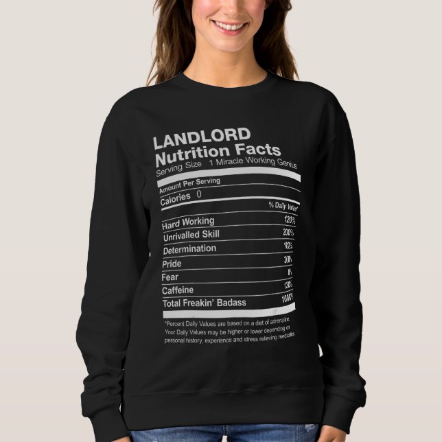 Sweatshirt Landlord Nutrition Facts (Devant)