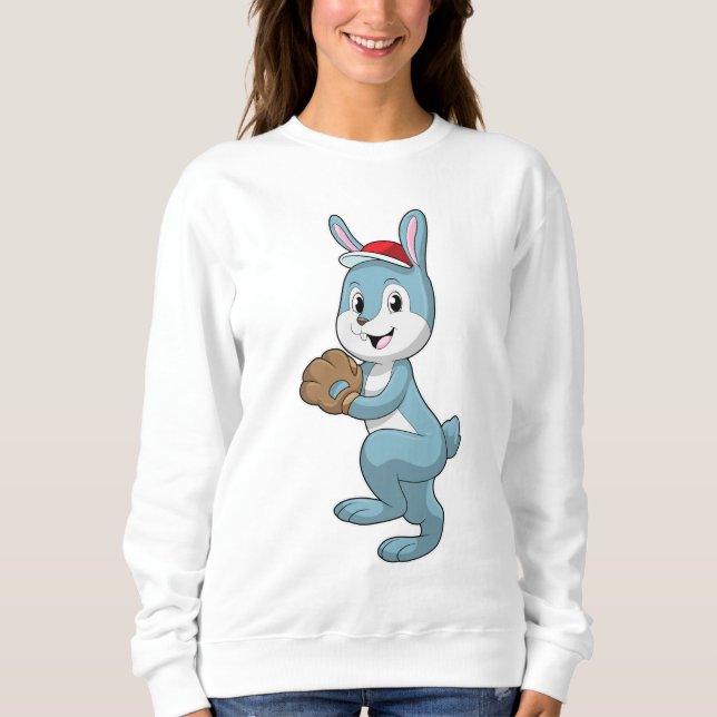 Sweatshirt Lapin au baseball avec gant de baseball (Devant)