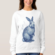 Lapin Bleu Avec Fissures Kintsugi Dorées