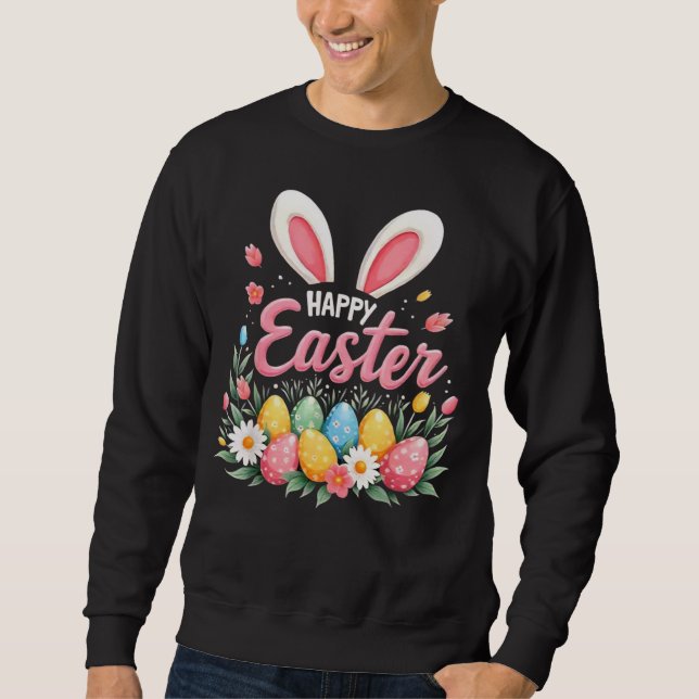 Sweatshirt Lapin de Pâques Joyeuses Pâques Œuf de Pâques Prin (Devant)