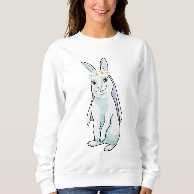 Sweatshirt Lapin en mariée avec couronne de fleurs (Devant)
