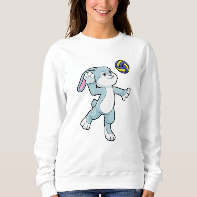 Sweatshirt Lapin en sport avec volleyball (Devant)