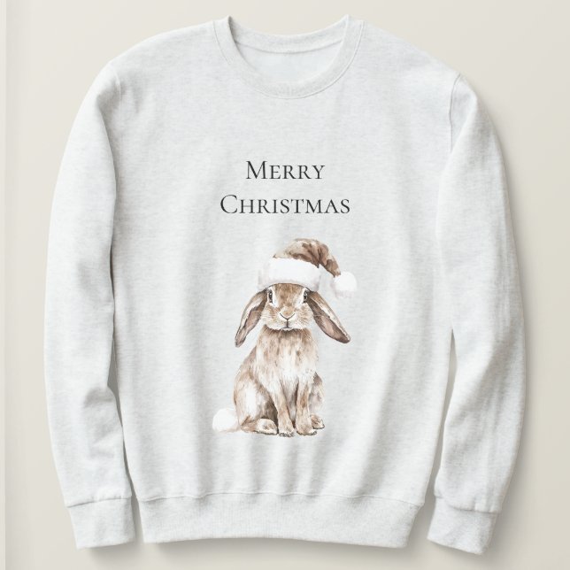 Sweatshirt Lapin lapin de Noël de crème (Design devant)