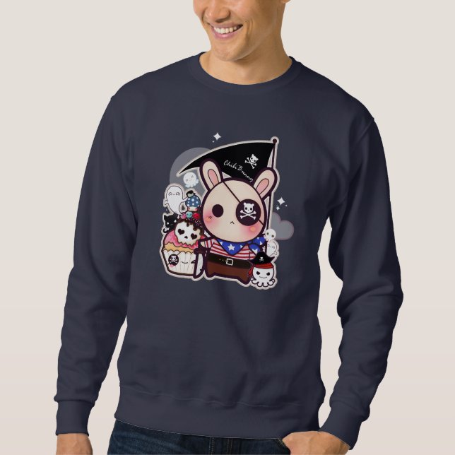 Sweatshirt Lapin mignon de pirate avec le petit gâteau de (Devant)