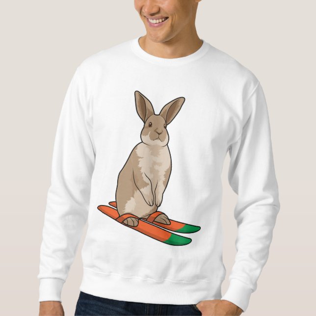 Sweatshirt Lapin skieur avec ski (Devant)