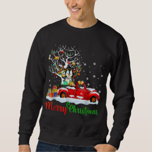 Sweatshirt Lapin sur Camion Rouge Pajama Noël Drôle Noël Tr