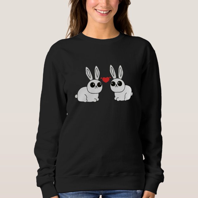 Sweatshirt Lapins En Amour Cool Rabbit Adorable Été (Devant)