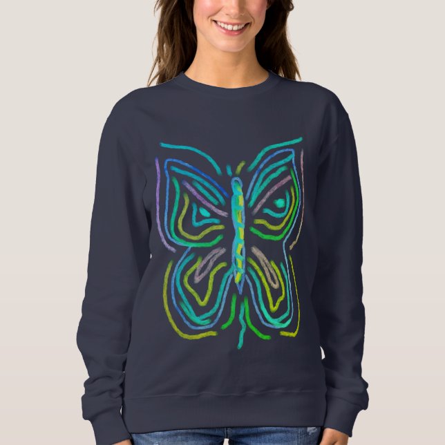 Sweatshirt L'art Abstrait funky du papillon à porter (Devant)