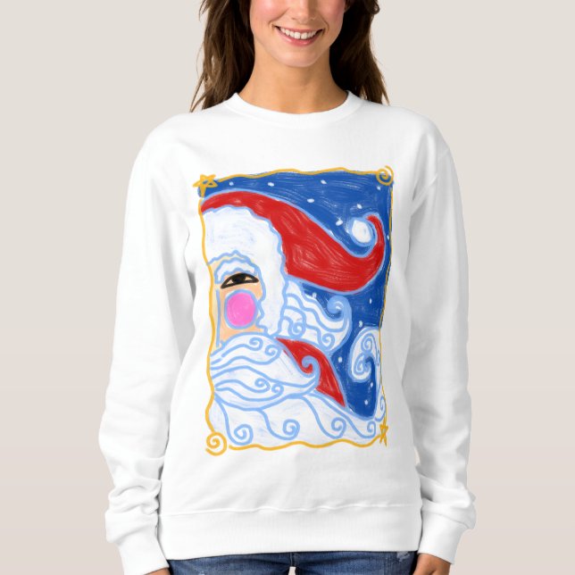 Sweatshirt L'art de Noël Abstrait de Père Noël à porter (Devant)