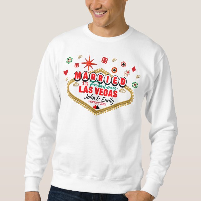 Sweatshirt Las Vegas Marié Couple Correspondant Vacances Neva (Devant)